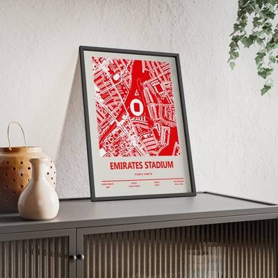 Framed Emirates Stadium map print