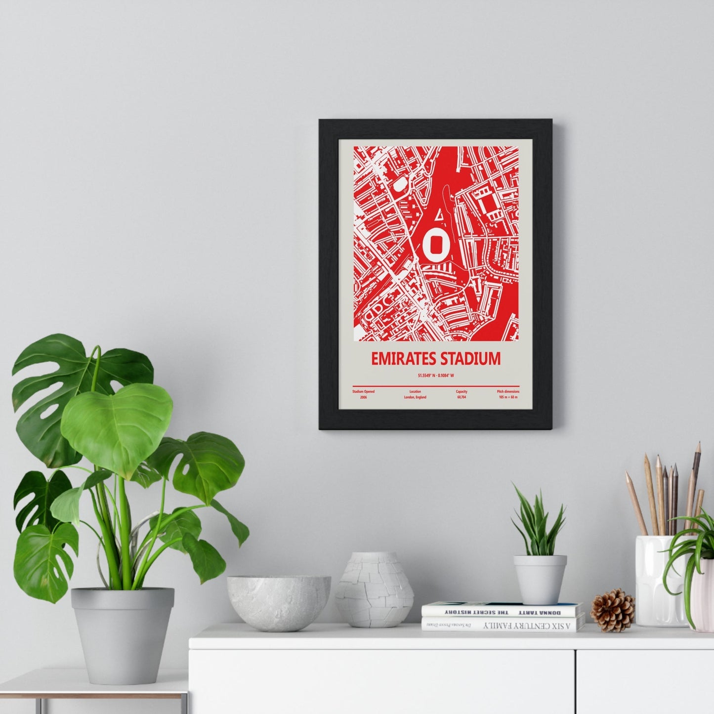 Framed Emirates Stadium map print