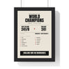 England Cricket World Cup 2019 Winners print framed in a black frame, ready to hang