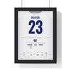 England Lionesses Women's Euro 2022 Semi-Final Poster - Alessia Russo 23 Backheel Shirt Print framed in a black frame, ready to hang