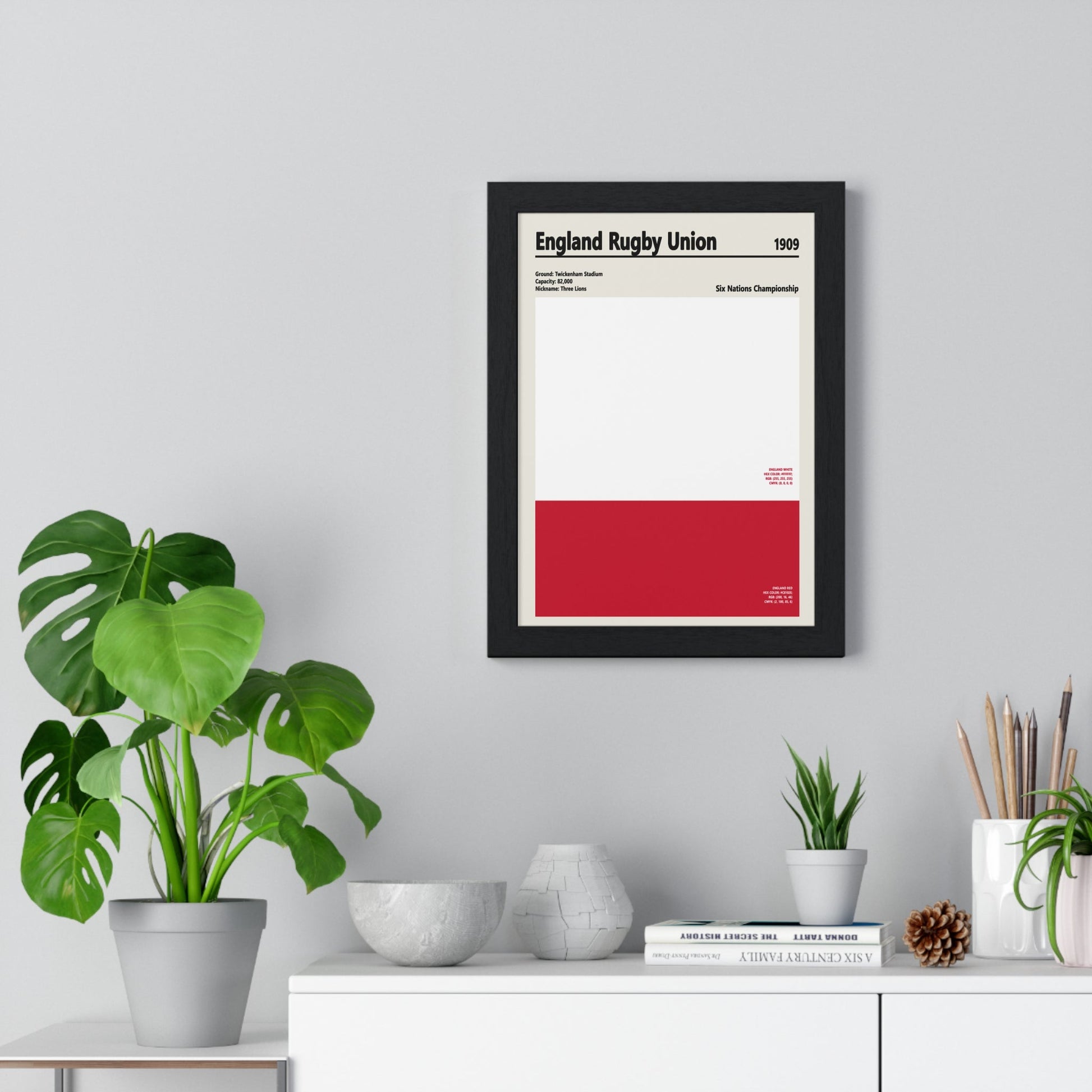 Framed England Rugby Union colour swatch print