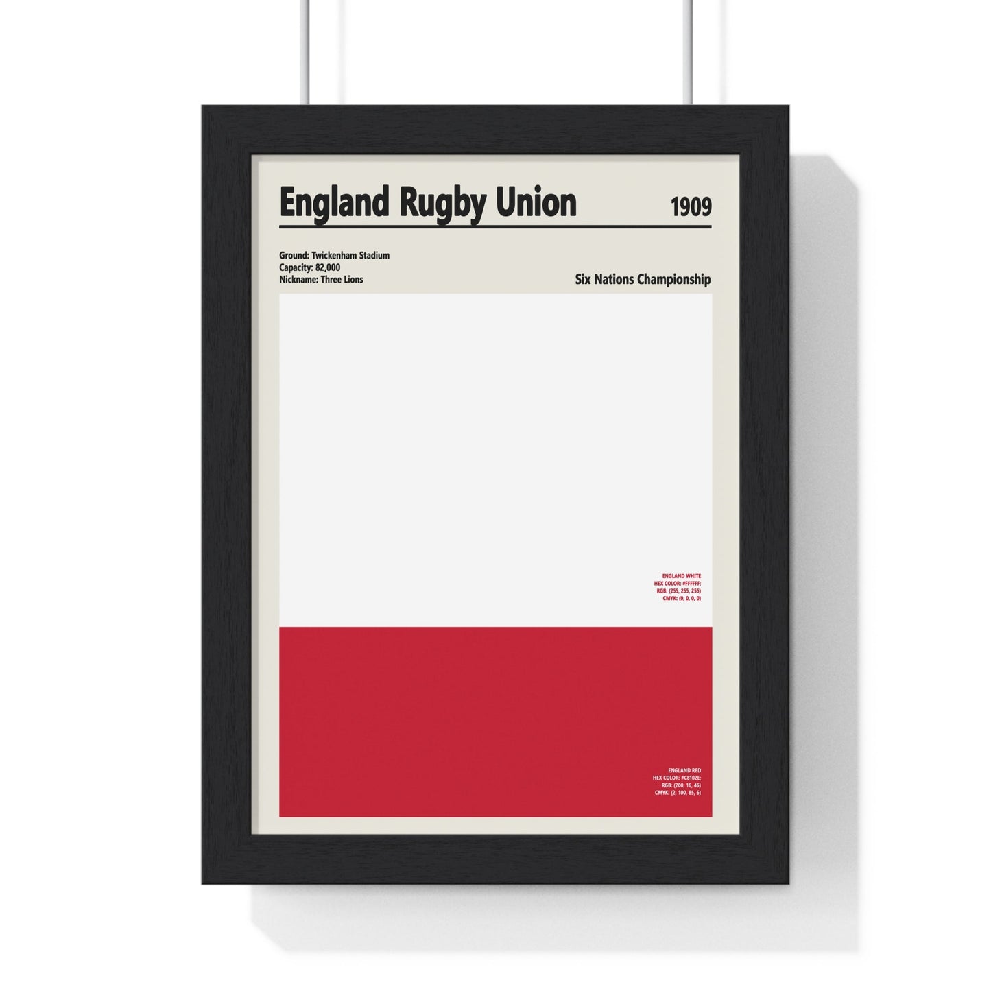 Framed England Rugby Union Colour Swatch poster