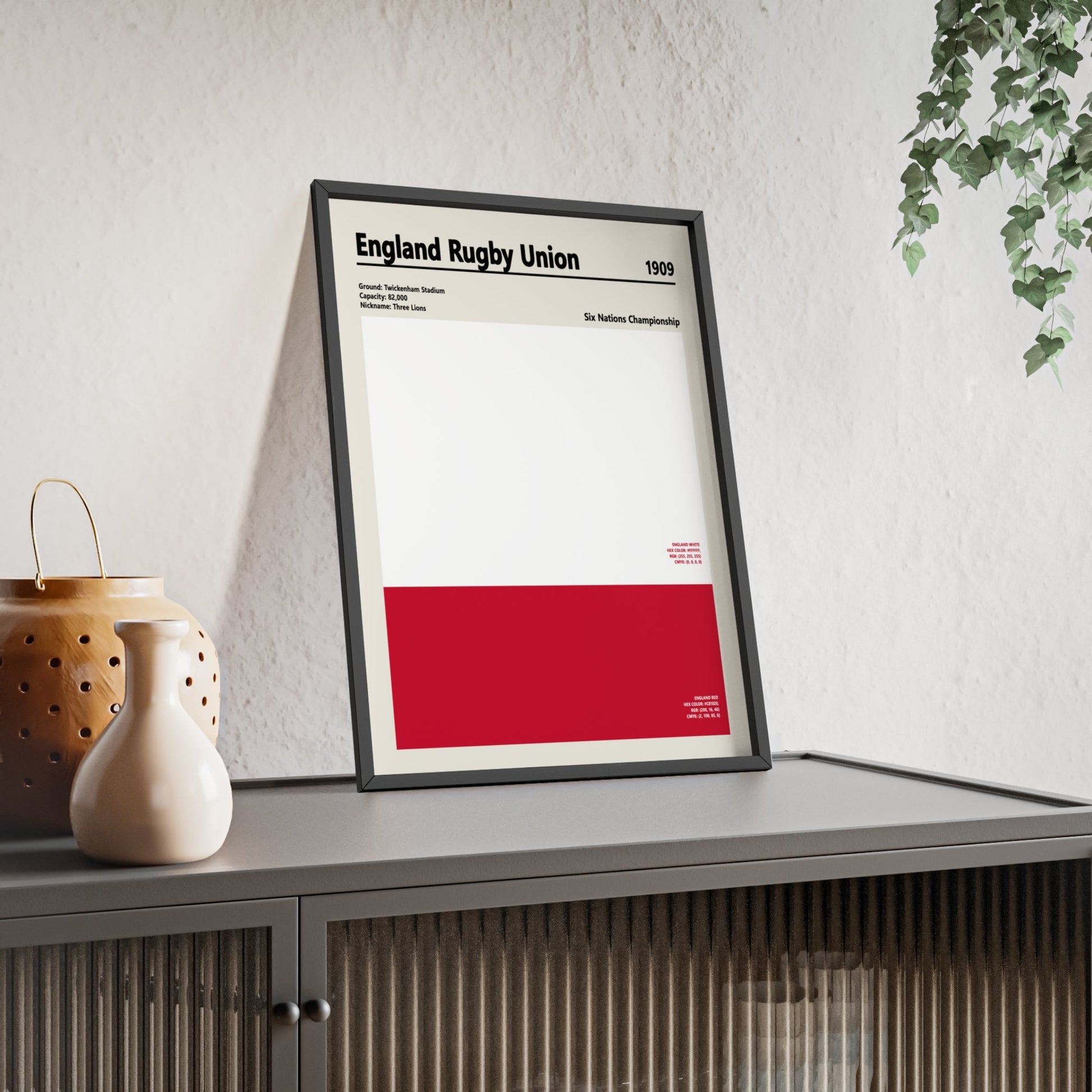 Framed England Rugby Union colour swatch print