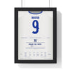 England Women 5-0 Greece World Cup Qualifier 2026 Poster - Alessia Russo 9 Lionesses Shirt Print framed in a black frame, ready to hang