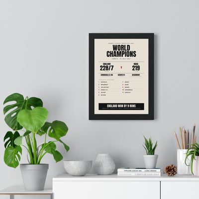 England Women's World Cup 2017 Winners print framed on a living room wall