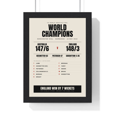 England World Twenty20 2010 Winners print framed in a black frame, ready to hang