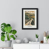 English Country Lane Print framed on a living room wall