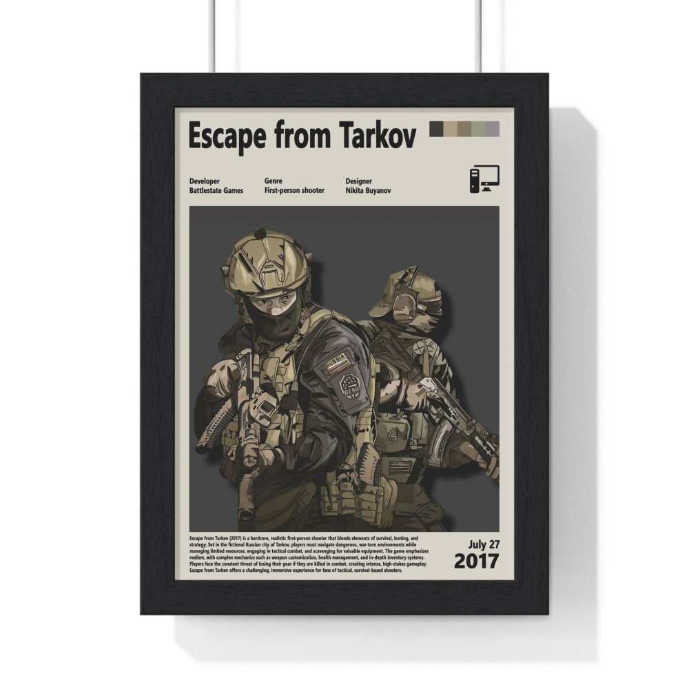 Escape from Tarkov 2017 PC - Video Game Info minimalist Poster - Poster Kingz - A5 (unframed) - 