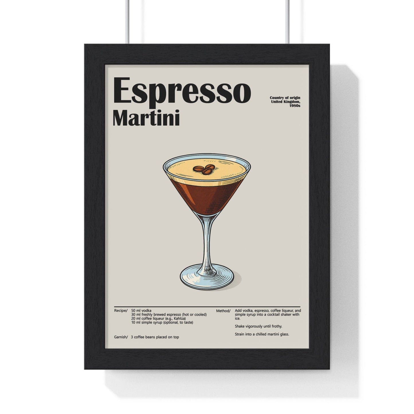 Framed Espresso Martini Cocktail - Modern Bar - print