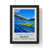 Manchester City Etihad Stadium print framed in a black frame, ready to hang
