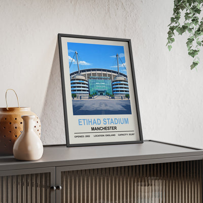 Etihad Stadium Manchester Print | Manchester City Wall Art - Poster Kingz - A5 (unframed) 5.8 × 8.3 in - 