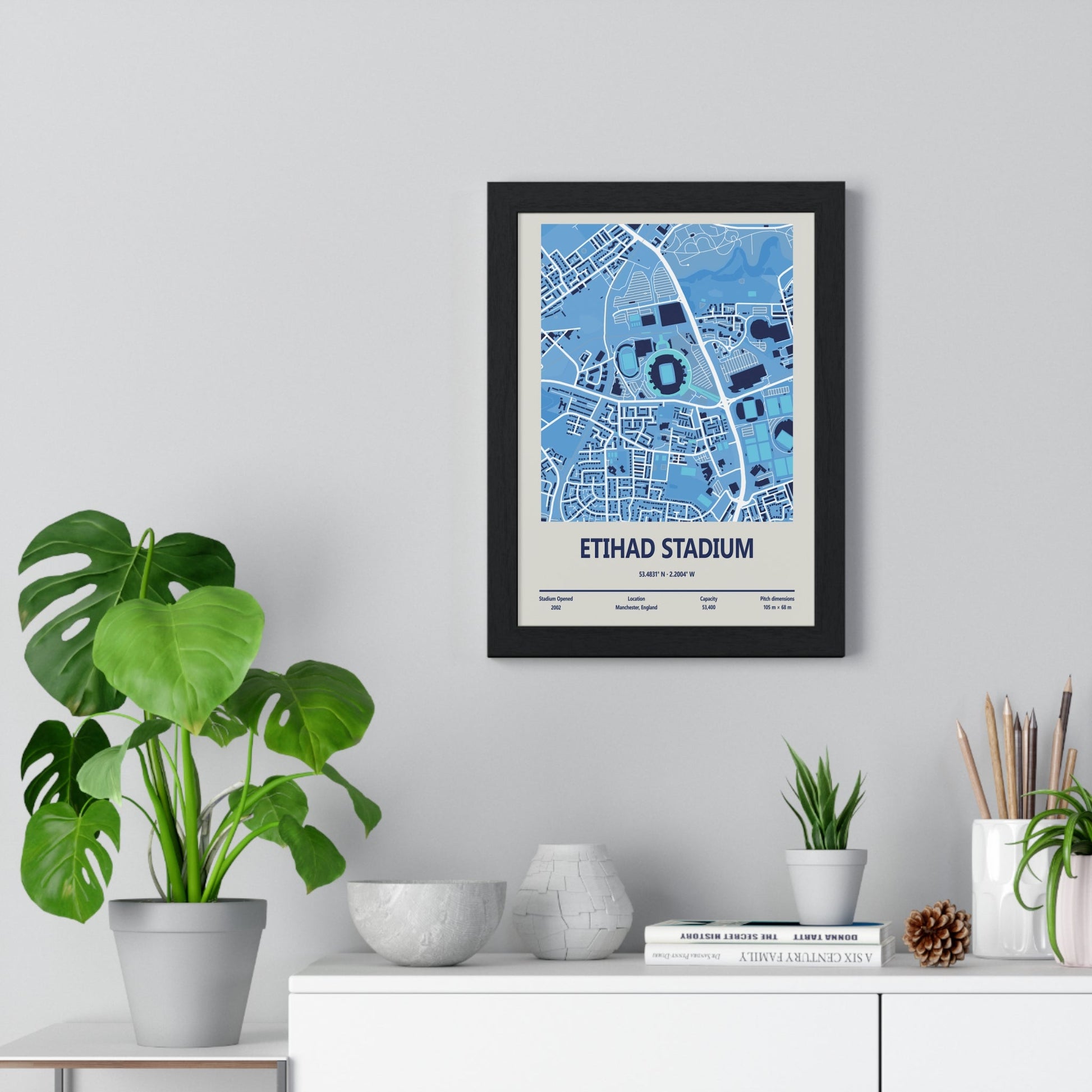 Framed Etihad Stadium Manchester City Stadium map print