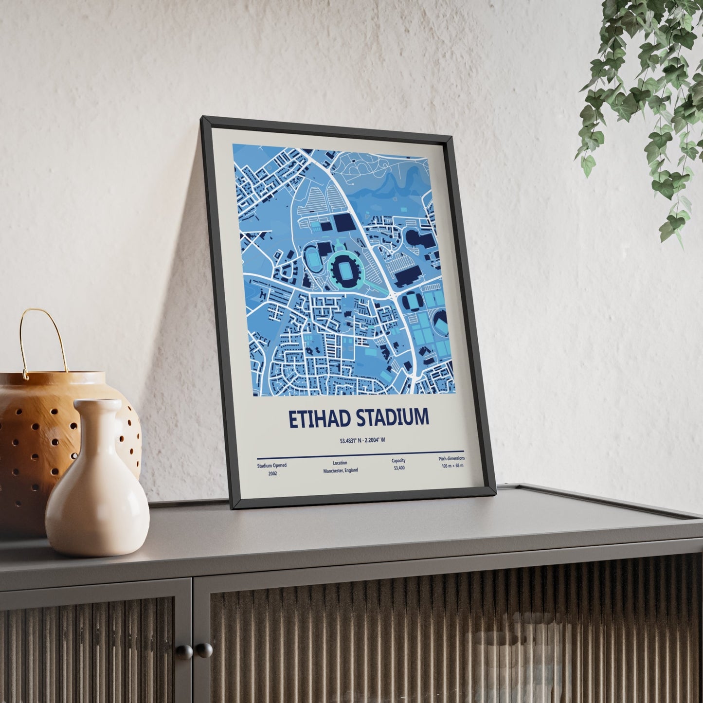 Framed Etihad Stadium Manchester City Stadium map print