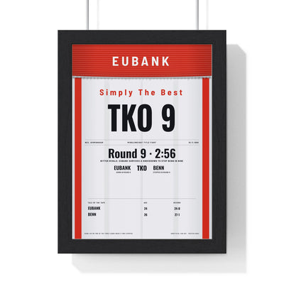Eubank v Benn 1990 Boxing Poster print framed in a black frame, ready to hang