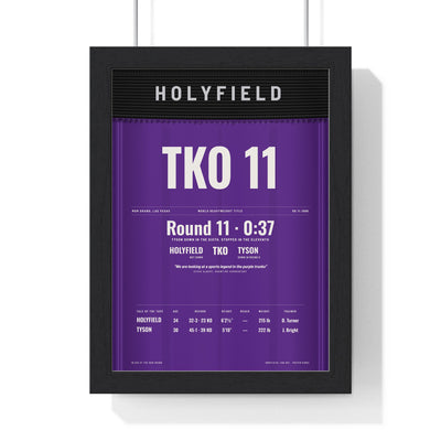 Holyfield v Tyson 1996 Boxing Poster framed in a black frame, ready to hang