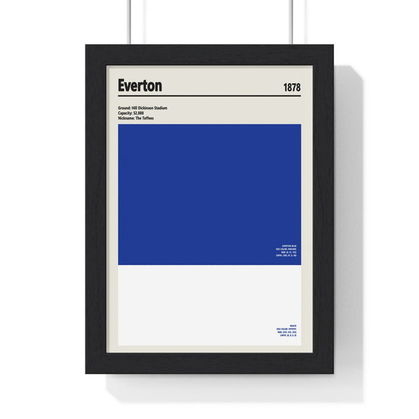 Everton royal blue colour swatch print framed on wall