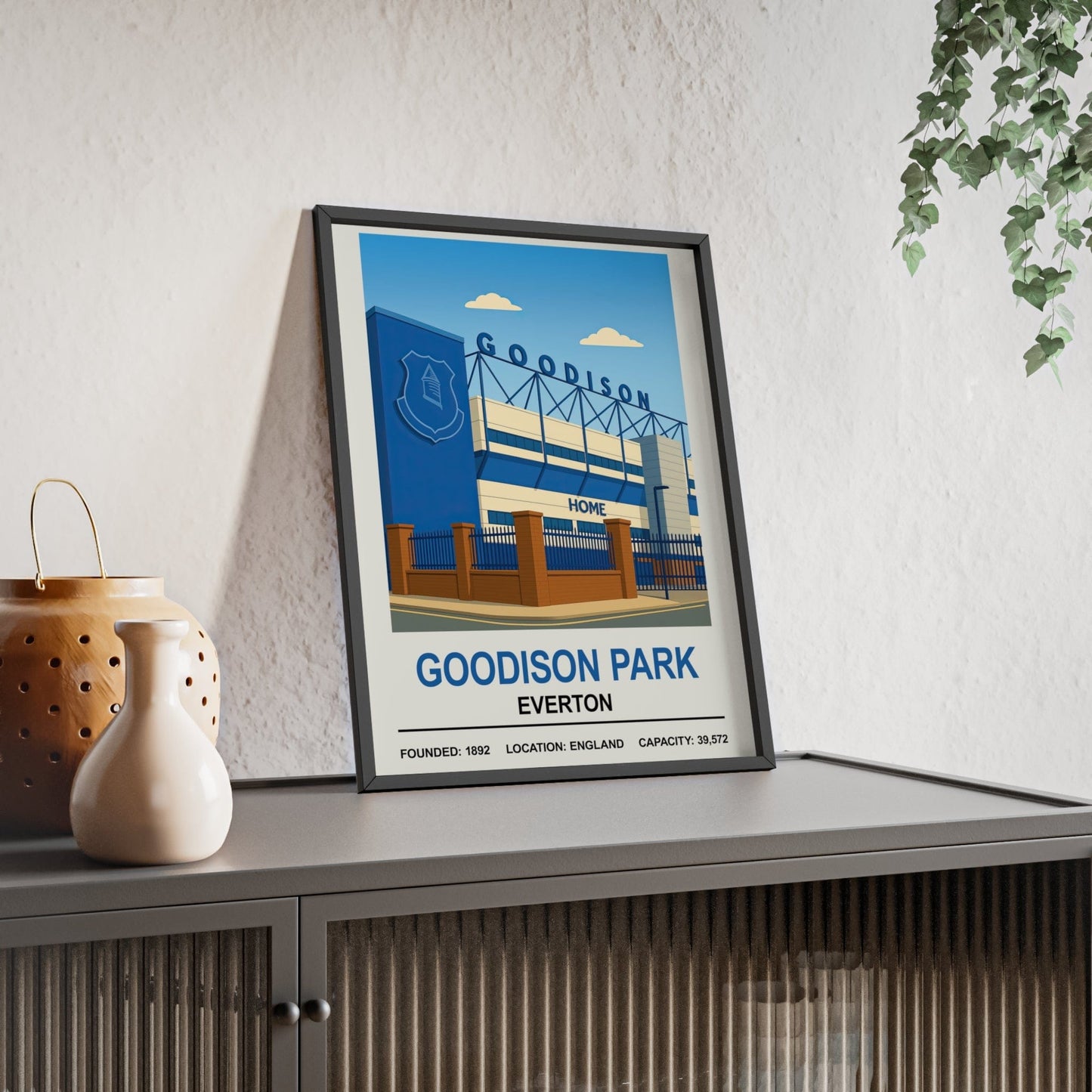 Framed Everton Goodison Park Stadium poster
