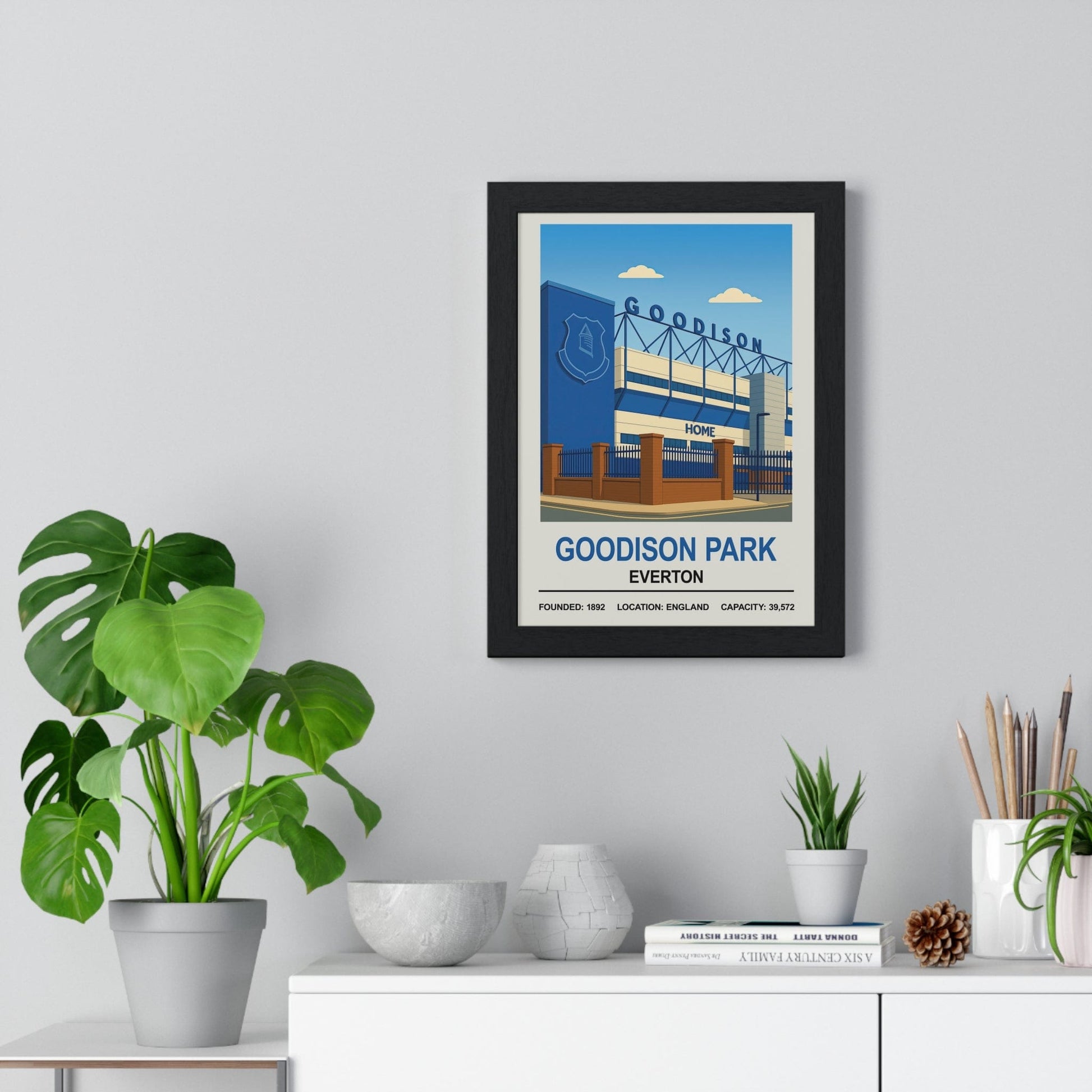 Framed Everton Goodison Park Stadium poster