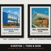 Everton Then & Now Stadium Set | Goodison Park + Hill Dickinson Stadium Prints - framed prints shown together as a set