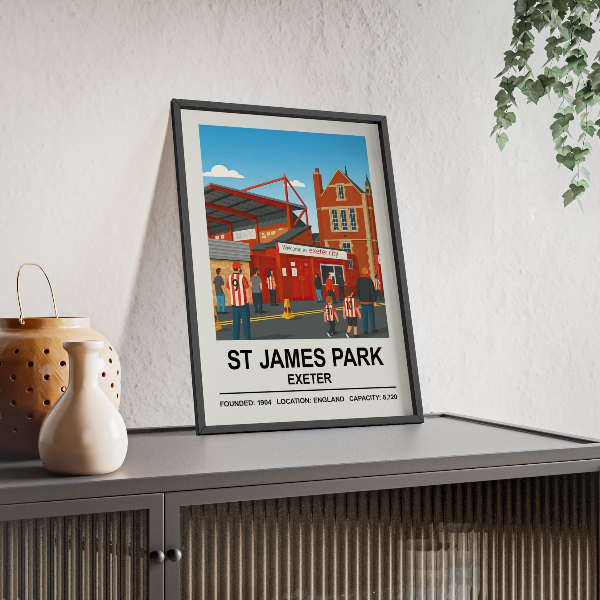 Framed Exeter St James Park Stadium poster