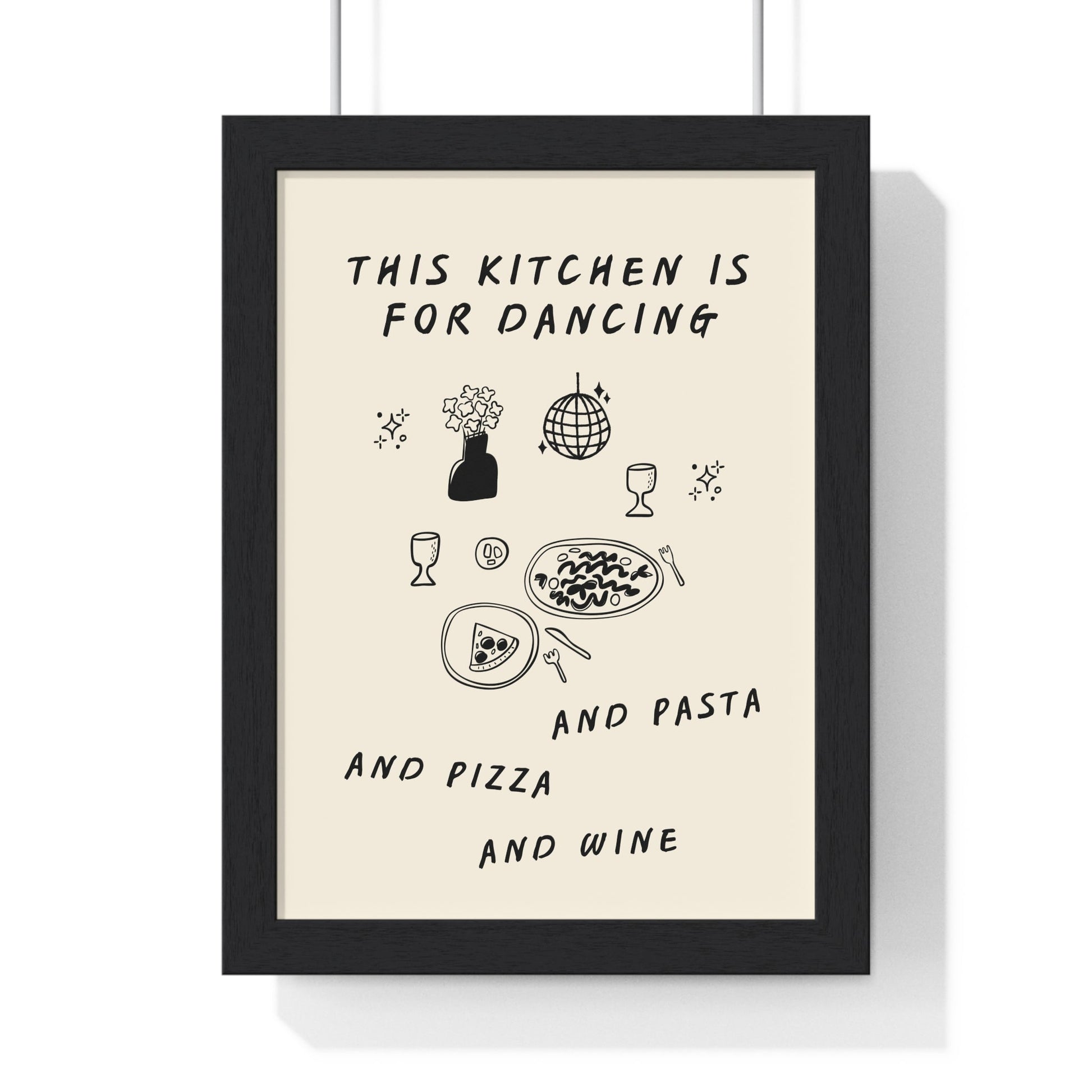 Framed Kitchen Print Funny Quote Cooking Dancing print