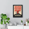 Framed poster with 'Seven Nation Army' design on a wall with decor elements.