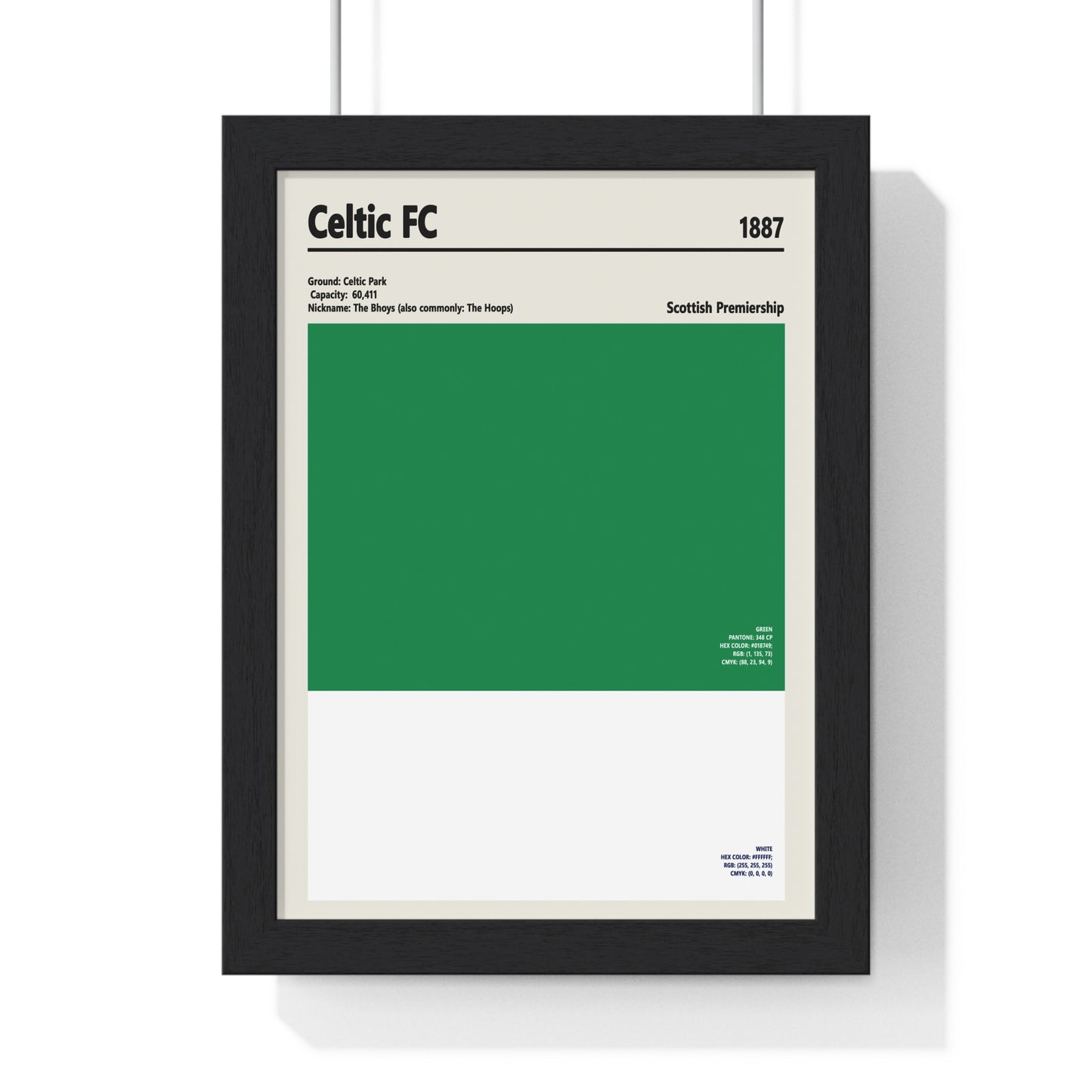 Celtic FC colour swatch print green and white wall art