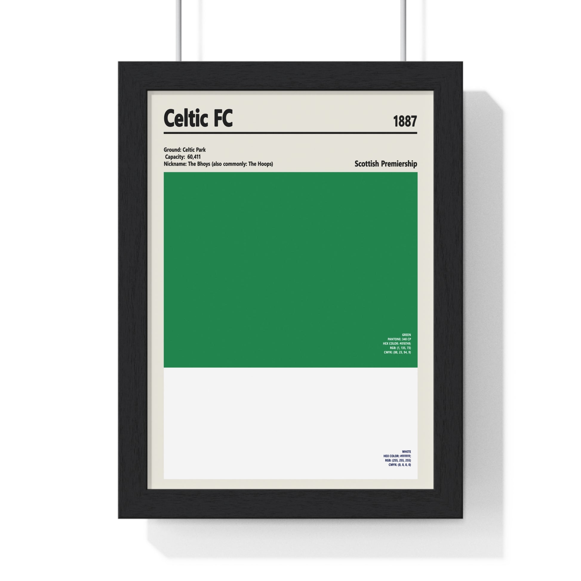 Celtic FC colour swatch print green and white wall art