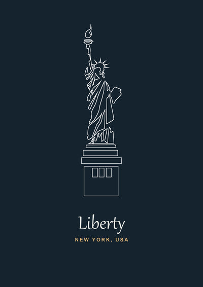 Personalised Statue of Liberty Line Art Print | Custom Travel Poster
