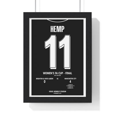 Manchester City Women's FA Cup 2026 Bunny 9 player poster shown framed on wall