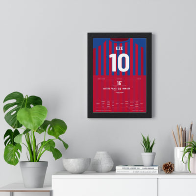 Crystal Palace FA Cup Final 2025 Poster - Eze 10 Wembley framed on a living room wall