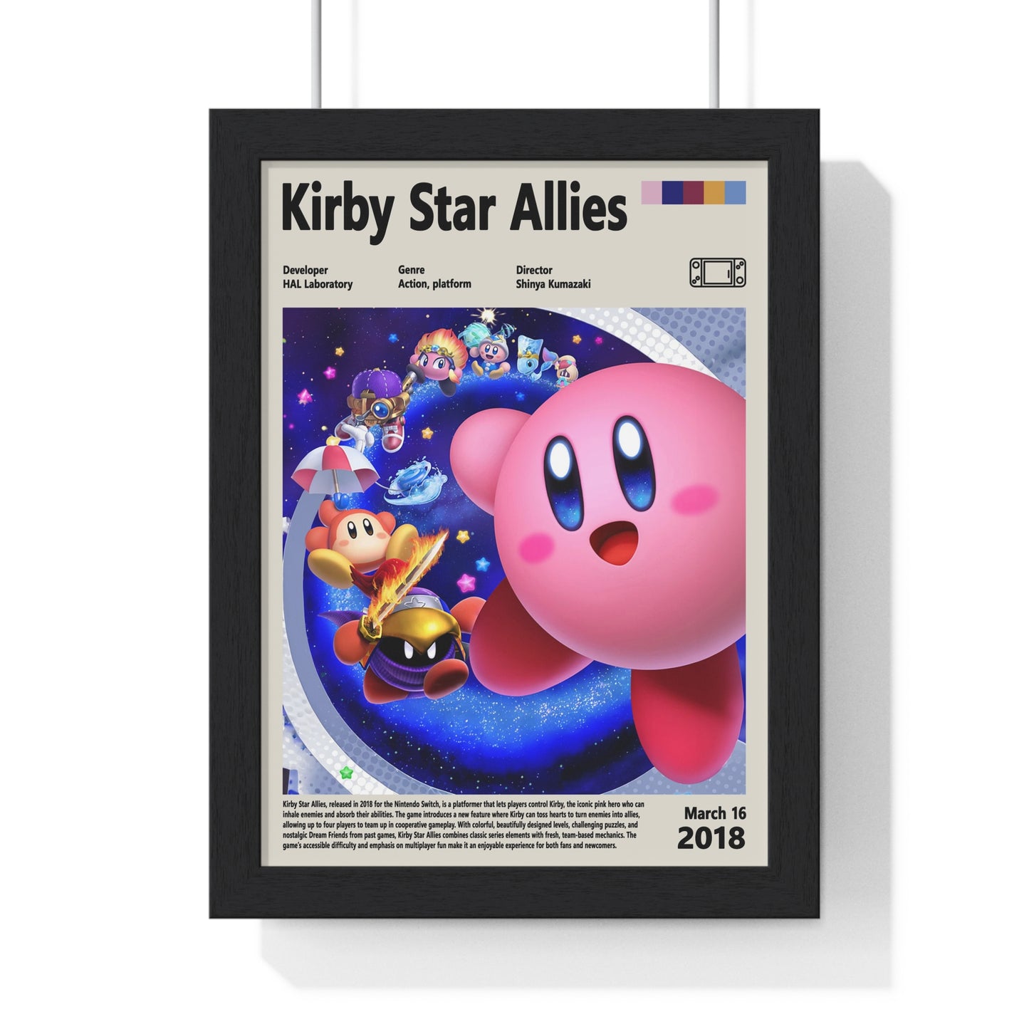 Kirby Star Allies 2018 - Video Game Info minimalist Poster