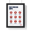 Fast Bowling Grips Cricket print framed in a black frame, ready to hang