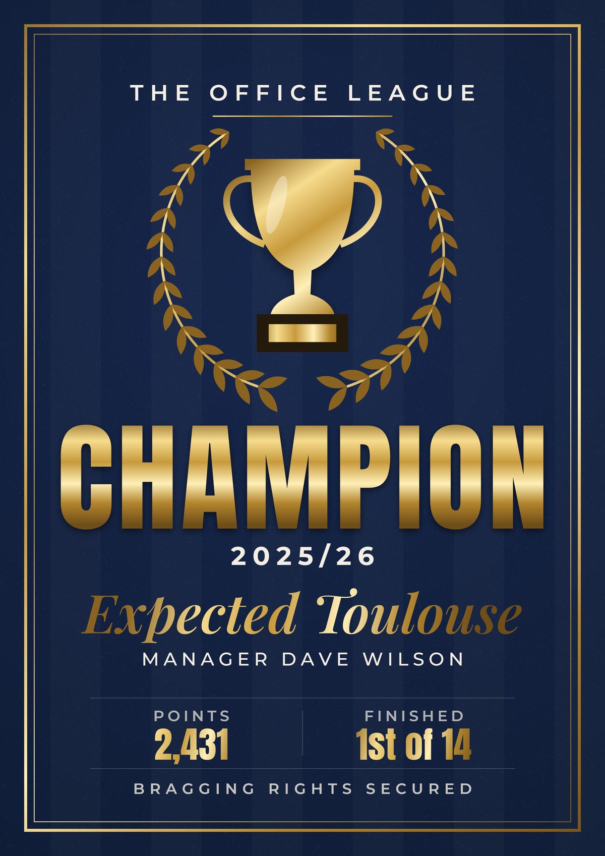 Personalised Fantasy Football Champion Print - design detail