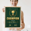 Personalised Fantasy Football Champion Print - Lifestyle - held by a smiling woman