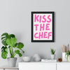 Framed Kiss The Chef Kitchen Print Pink Typography print