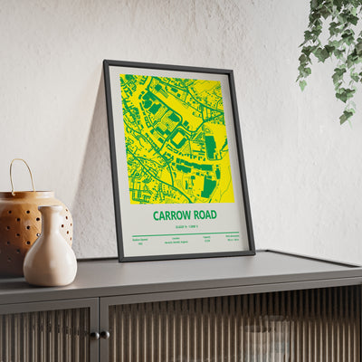 Carrow Road Norwich football stadium map poster framed