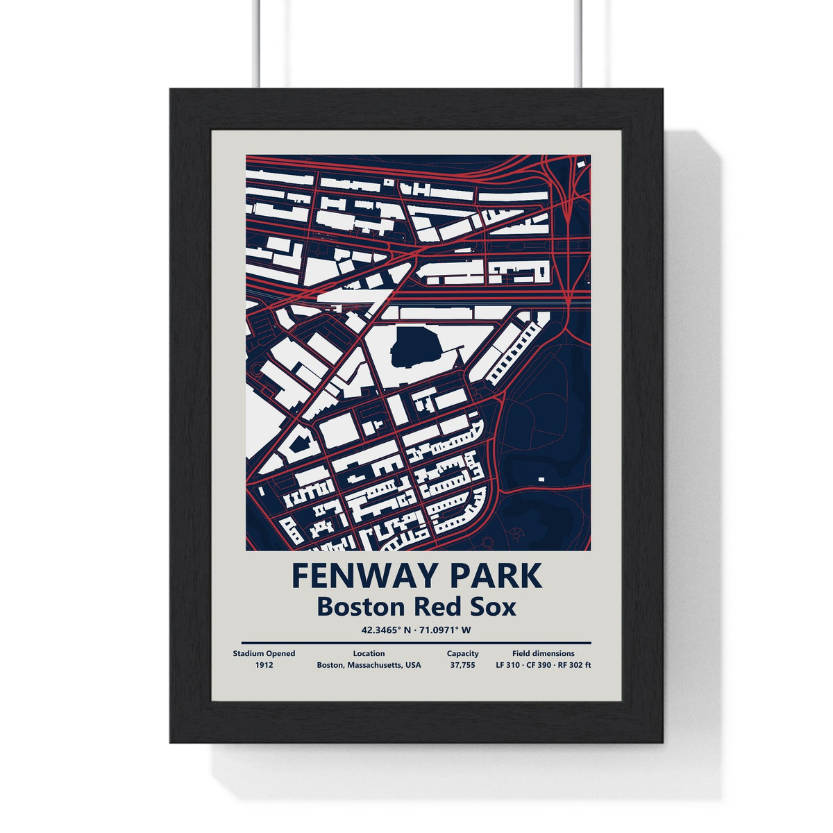Fenway Park Boston Red Sox MLB Stadium Map Print