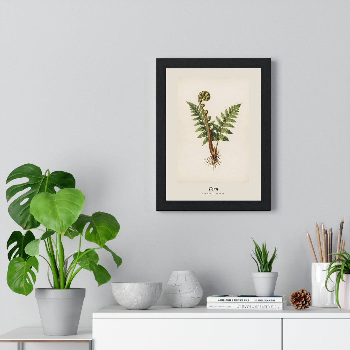 Fern Print framed on a living room wall