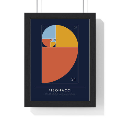 Fibonacci Sequence print framed in a black frame, ready to hang