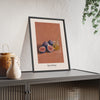 Figs and Honey Print framed and leaning on a sideboard