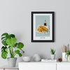 Fish and Chips Print framed on a living room wall