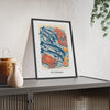The Fishmonger Print framed and leaning on a sideboard