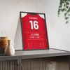 Fleetwood Town v Arsenal Carabao Cup 2026 Poster - Conor Haughey 16 Winning Penalty Shirt Print framed and leaning on a sideboard