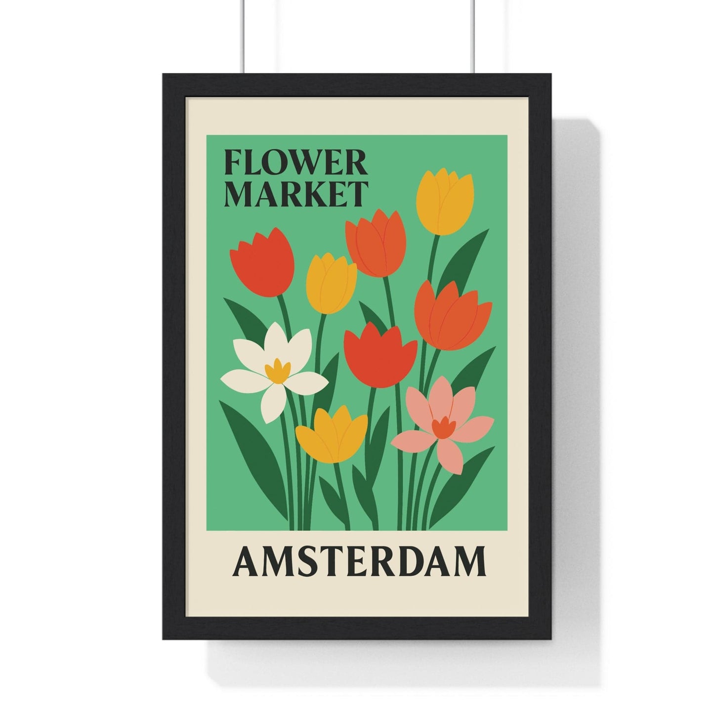 Framed Flower Market Amsterdam travel poster