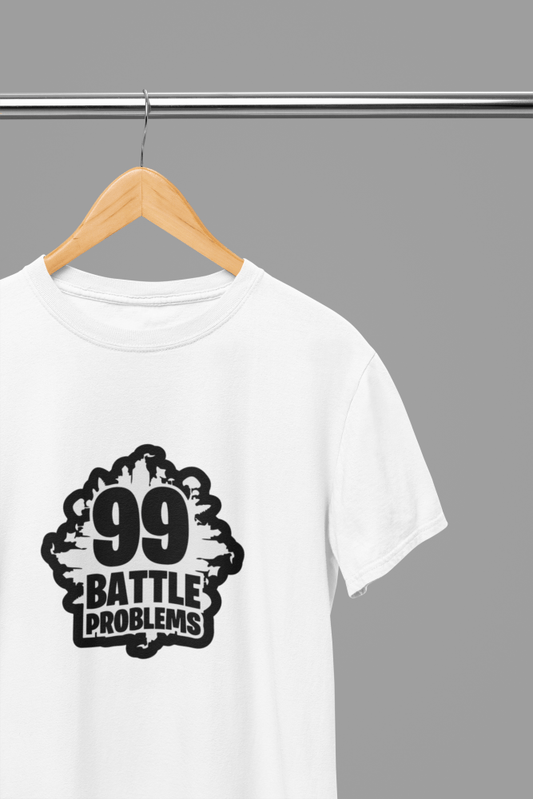 Fortnite - 99 Battle Problems T-Shirt/Sweatshirt - Poster Kingz - S - White - T-Shirt