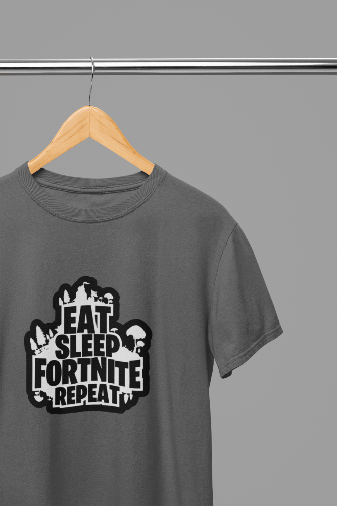 Fortnite - Eat Sleep Fortnite Repeat Black T-Shirt/Sweatshirt - Poster Kingz - S - Grey - T-Shirt