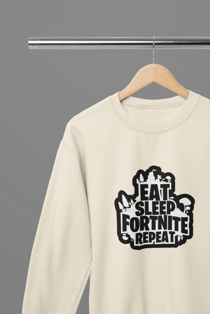 Fortnite - Eat Sleep Fortnite Repeat Black T-Shirt/Sweatshirt - Poster Kingz - S - Sand - Sweatshirt