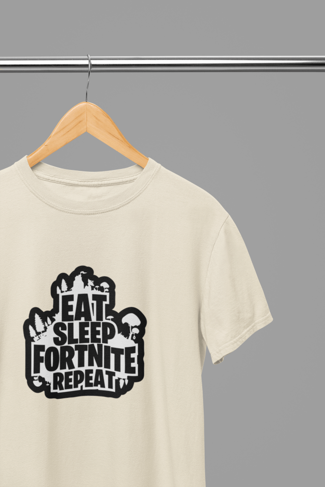 Fortnite - Eat Sleep Fortnite Repeat Black T-Shirt/Sweatshirt - Poster Kingz - S - Sand - T-Shirt