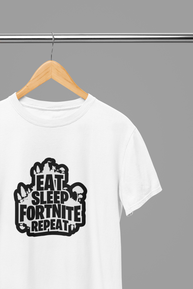 Fortnite - Eat Sleep Fortnite Repeat Black T-Shirt/Sweatshirt - Poster Kingz - S - White - T-Shirt